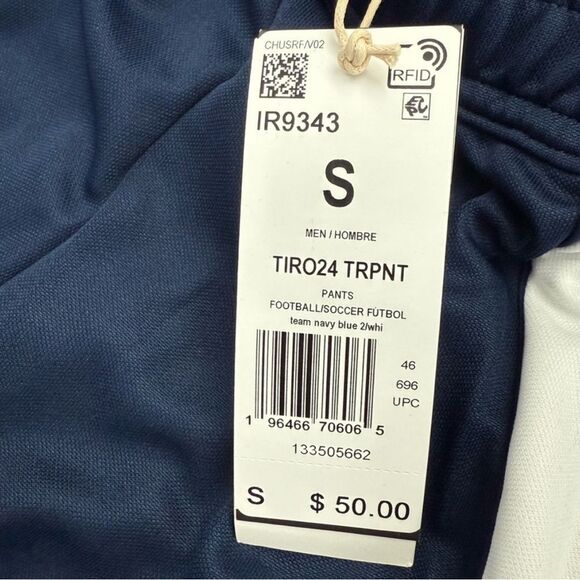 Adidas Tiro 24 Training Pants Men’s Sports Baseball Navy Blue 2 White Small - Picture 3 of 12